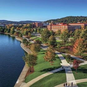 University Campus Pathways and Autumn Trees