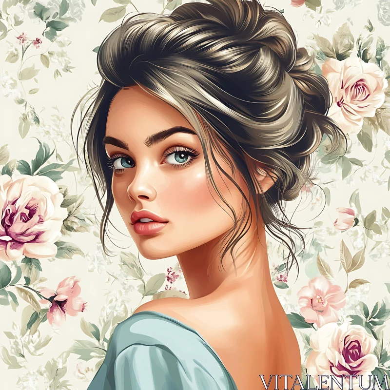 Graceful Feminine Portrait with Flowers Graceful Feminine Portrait with Flowers