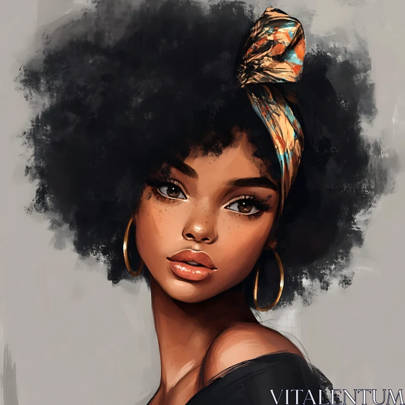 Woman with Afro and Headscarf Art