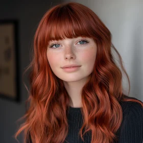 Close-Up of Freckled Woman with Red Hair