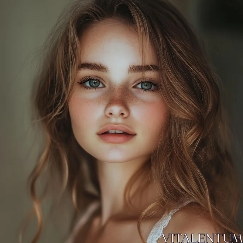 Serene Female Portrait with Natural Beauty AI Image