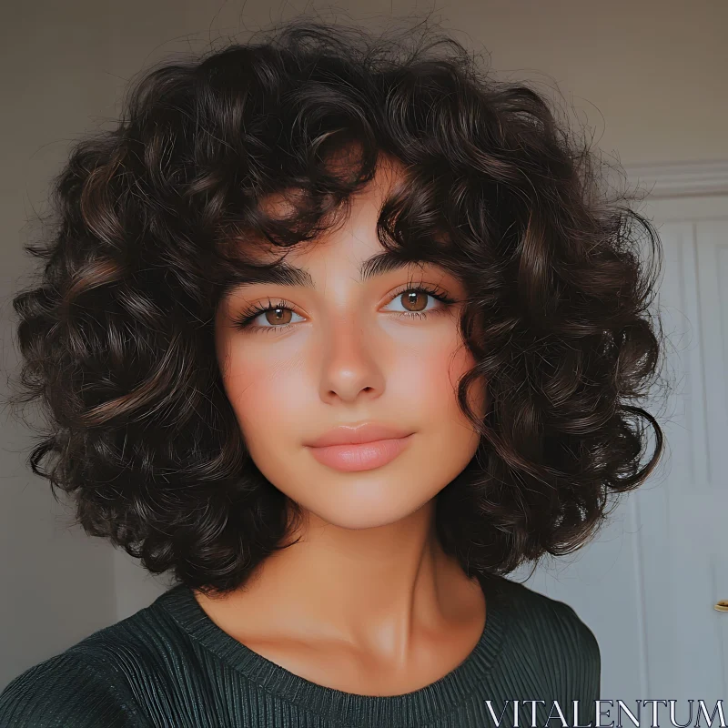 Young Woman with Beautiful Curly Hair