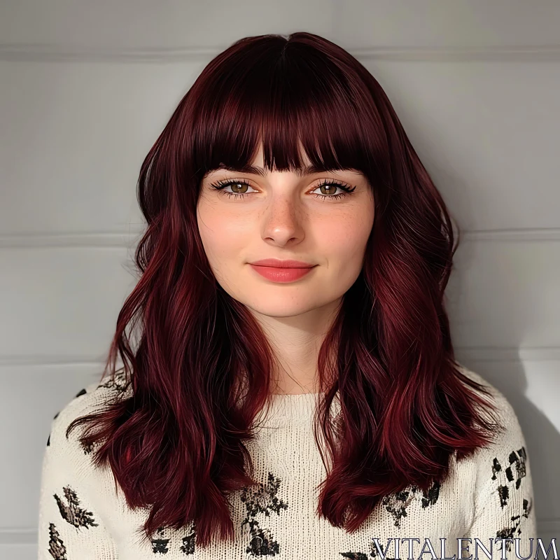 Maroon Haired Woman in Sweater Portrait Maroon Haired Woman in Sweater Portrait