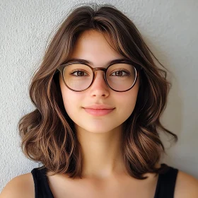 Smiling Woman with Short Hair and Glasses