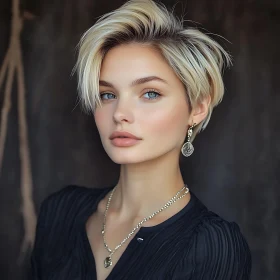 Elegant Portrait of a Blonde Woman with Accessories