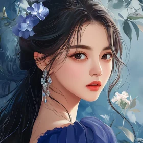 Intricate Artistic Portrait of a Woman with Floral Themes