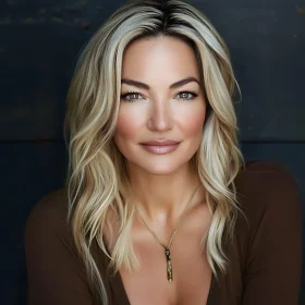 Elegant Blonde Woman with Green Eyes