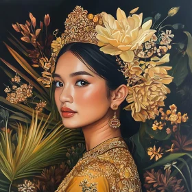 Graceful Woman with Floral Adornments