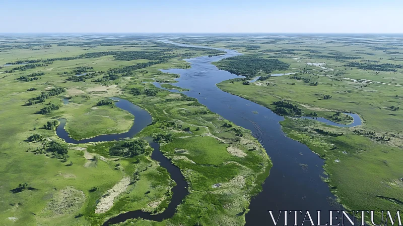 Winding River through Verdant Landscape Winding River through Verdant Landscape
