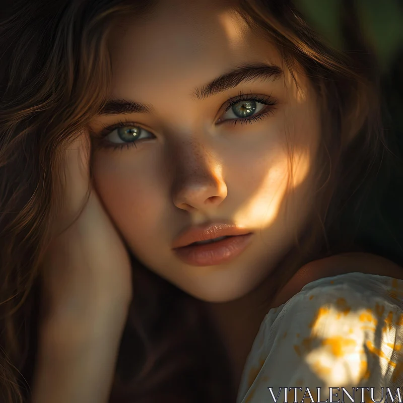 Serene Sunlit Woman Portrait