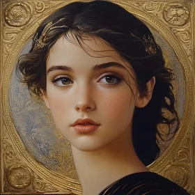 Young Woman with Expressive Eyes in Classical Art