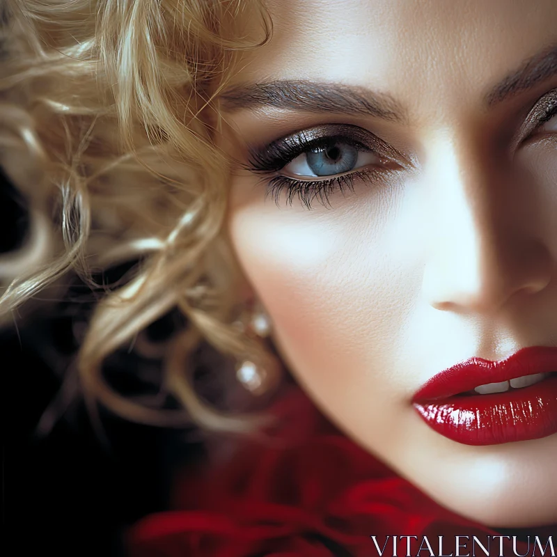 Chic Woman Close-Up with Striking Features Chic Woman Close-Up with Striking Features