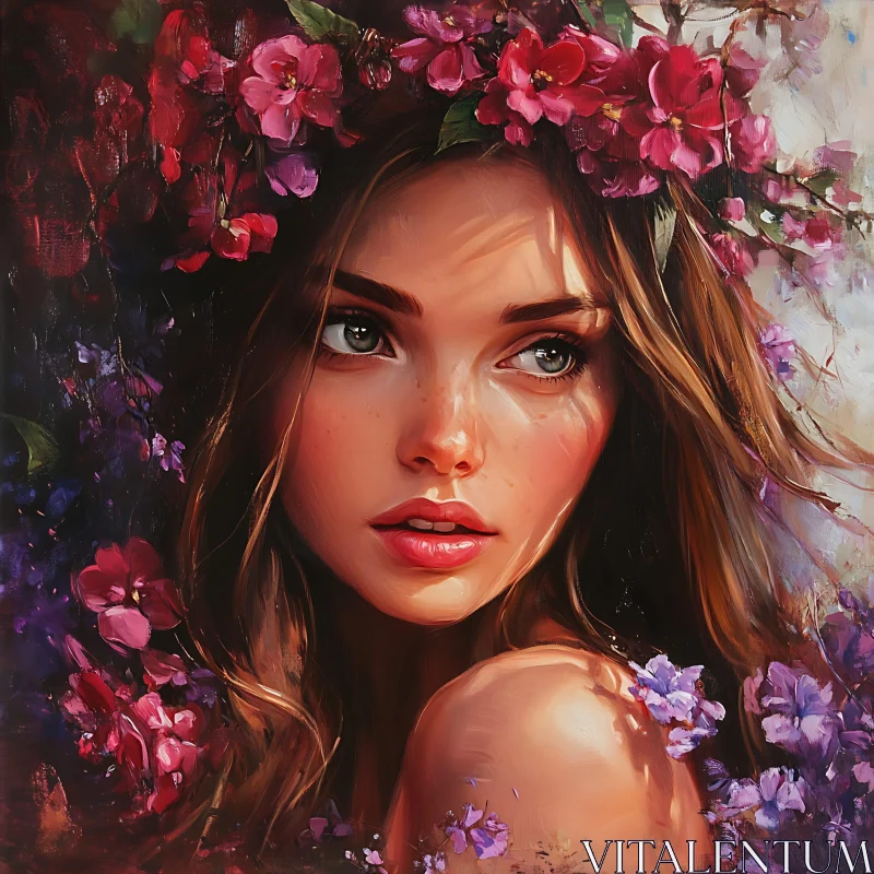 Elegant Woman Portrait with Flower Crown