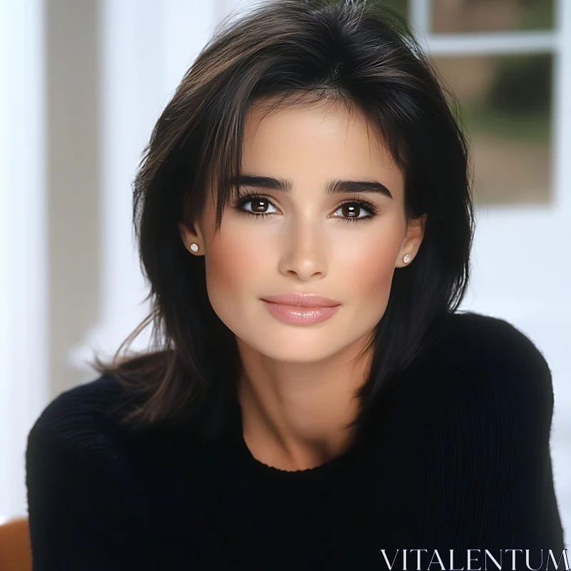Elegant Woman with Dark Hair and Expressive Eyes Elegant Woman with Dark Hair and Expressive Eyes