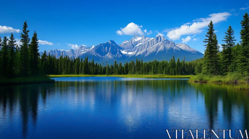 Peaceful Lake with Majestic Mountain Peaks Peaceful Lake with Majestic Mountain Peaks