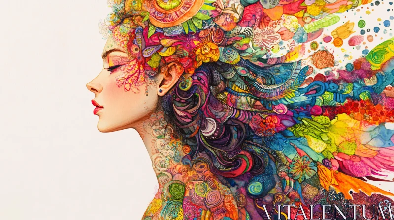 AI ART Psychedelic Abstract Woman's Profile