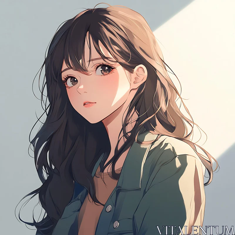 Graceful Anime Illustration of a Young Woman AI Image