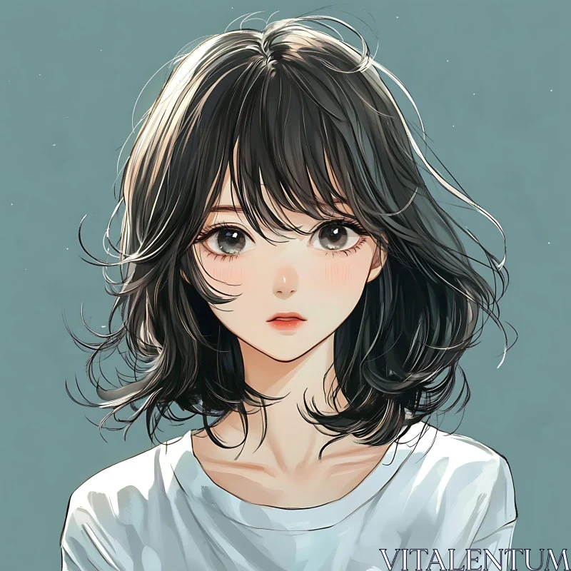 Serene Anime Girl Illustration AI Image