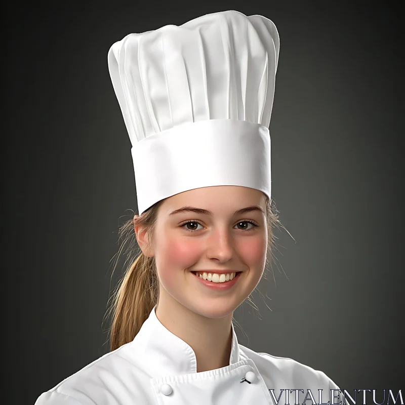 Portrait of a Cheerful Female Chef AI Image