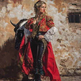 Woman as Matador with Bull