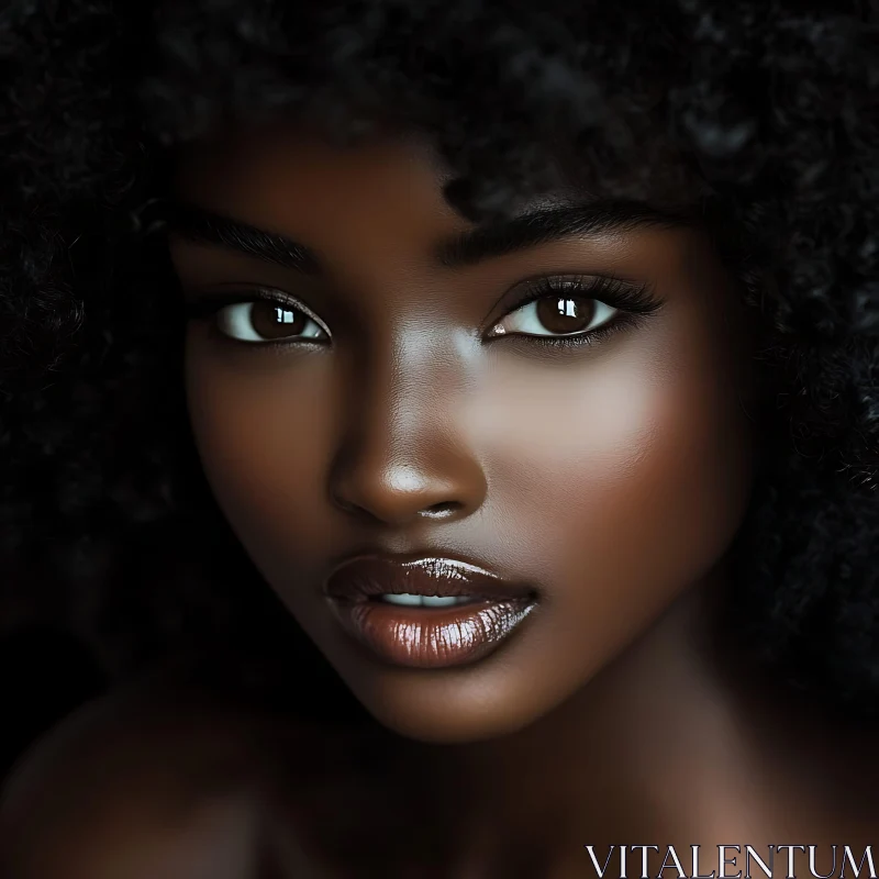 AI ART Portrait of a Beautiful Woman with Deep Brown Skin