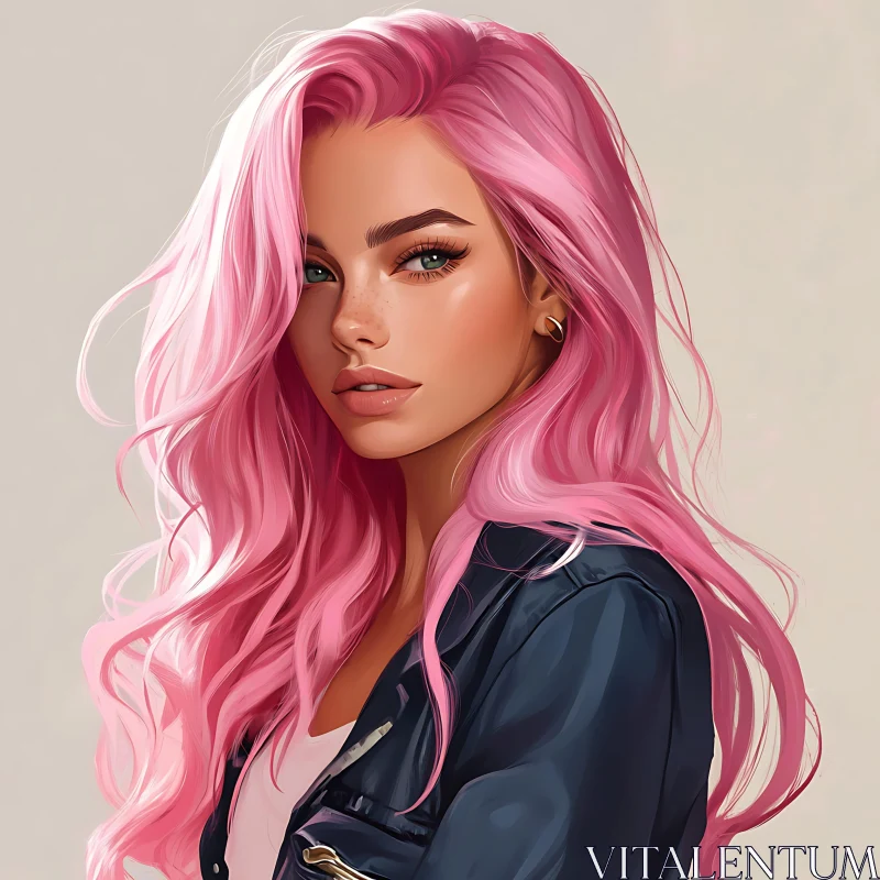 Stunning Pink-Haired Woman Art AI Image