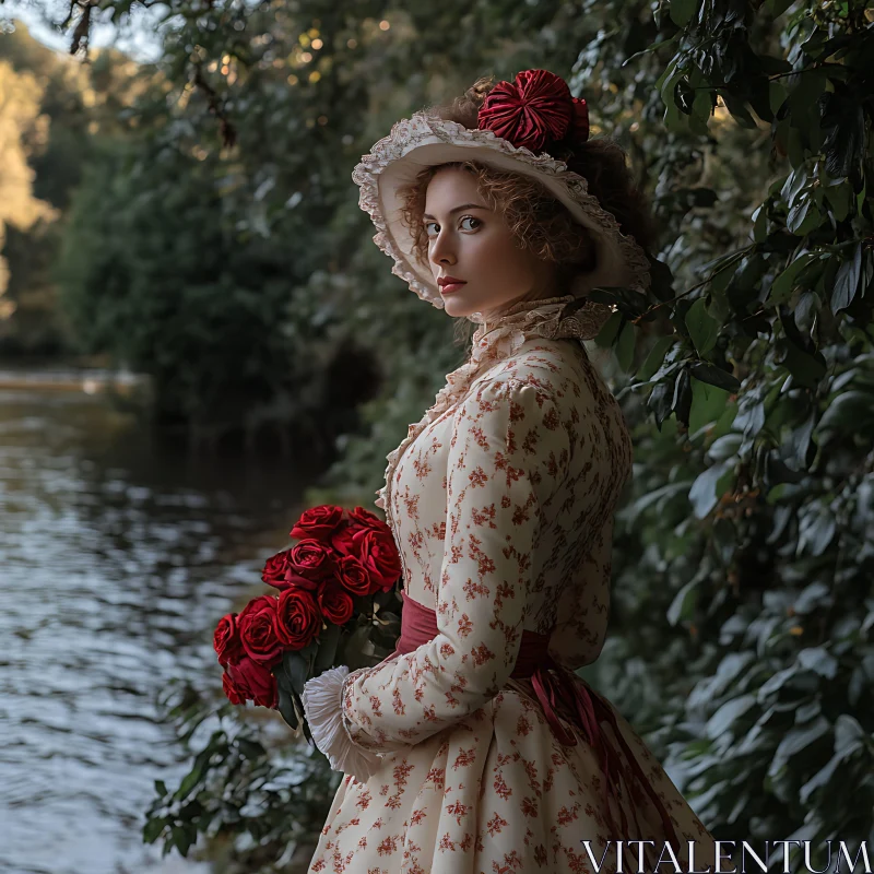 AI ART Victorian Woman in Nature