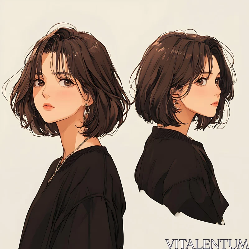 Anime Girl Illustration with Short Hair AI Image