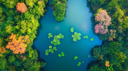 Colorful Aerial River Landscape