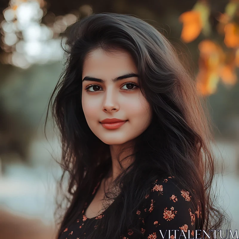 Autumn Outdoor Portrait of a Woman AI Image