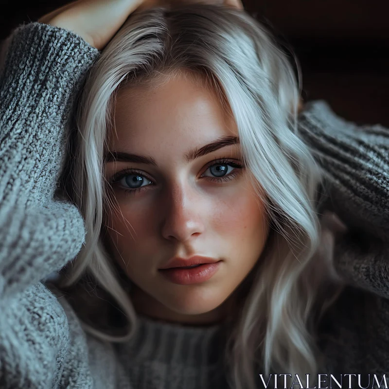 Blonde Woman in Knitwear AI Image