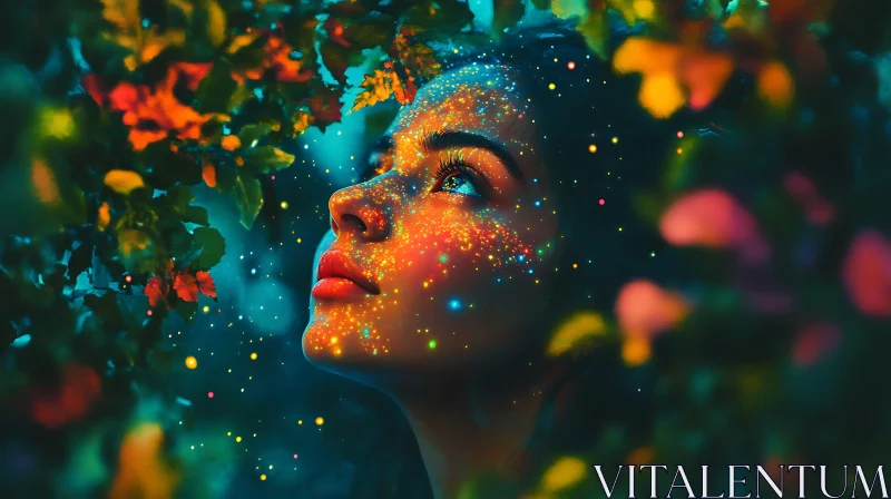 Magic in Nature: A Sparkling Portrait AI Image