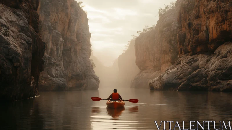 Misty Canyon River Kayaking Adventure AI Image