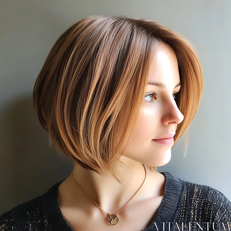 Charming Portrait of Woman with Light Brown Hair AI Image