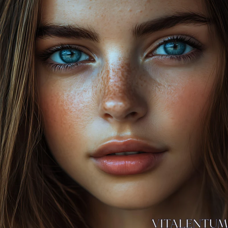 AI ART Detailed Face of a Woman with Blue Eyes