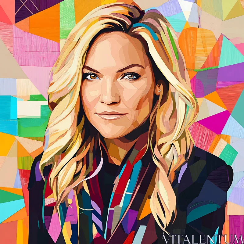 AI ART Colorful Geometric Pop Art Woman Portrait