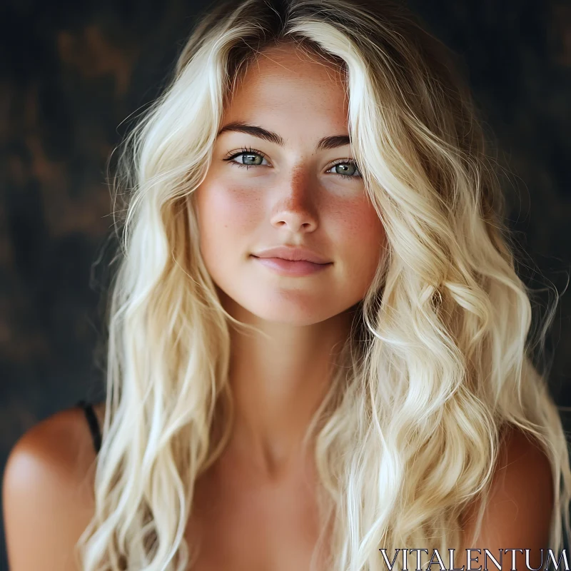 Natural Beauty Blonde Woman Portrait AI Image