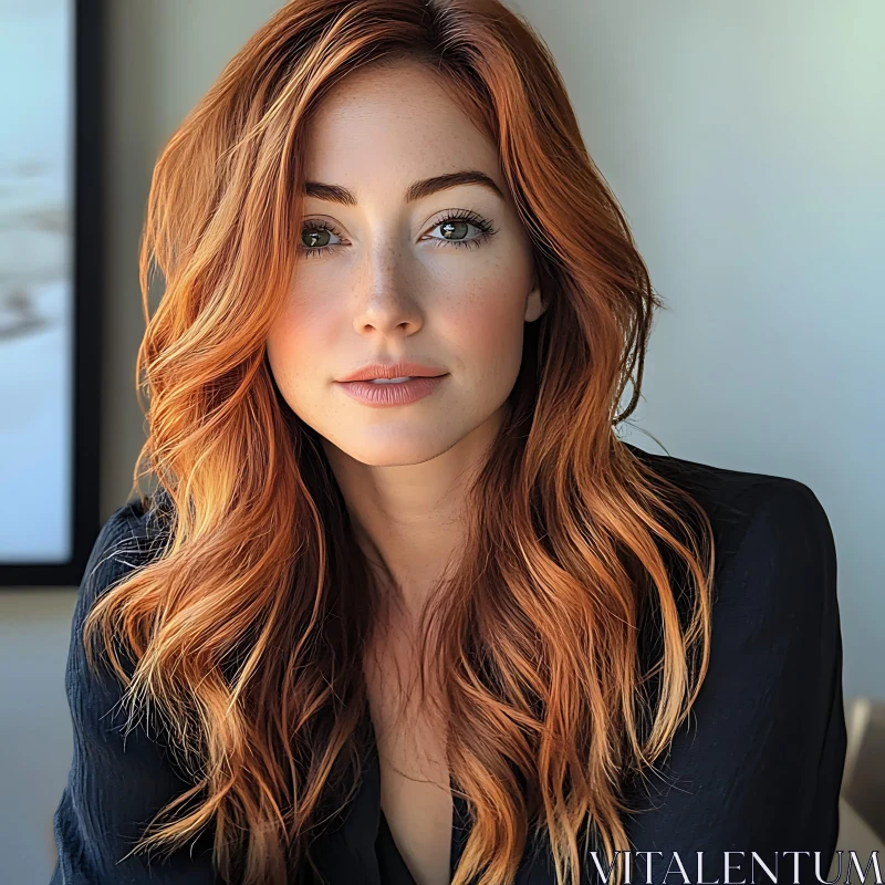 Red-haired Woman Portrait in Soft Focus AI Image