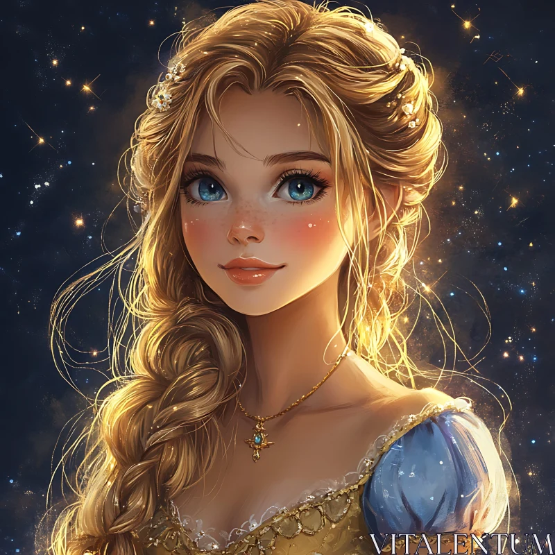 Starry Night Princess Portrait AI Image