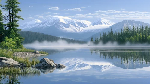 Serene Lake with Mountain Reflection