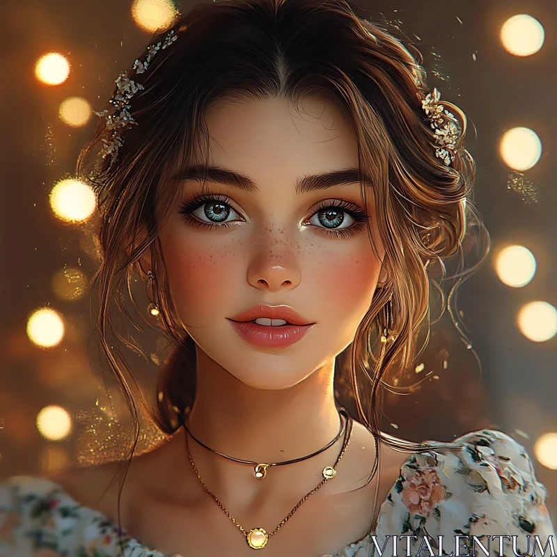 Stunning Woman Portrait with Ethereal Glow AI Image