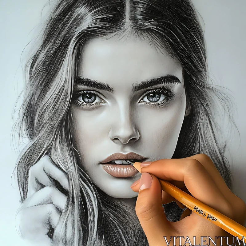 AI ART Detailed Pencil Sketch of a Female Face