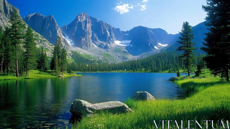 AI ART Tranquil Mountain Lake Landscape