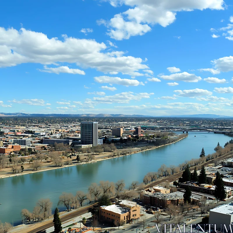 Urban Landscape with River and Architecture AI Image