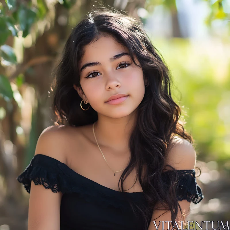 Outdoor Natural Light Portrait of Young Woman AI Image