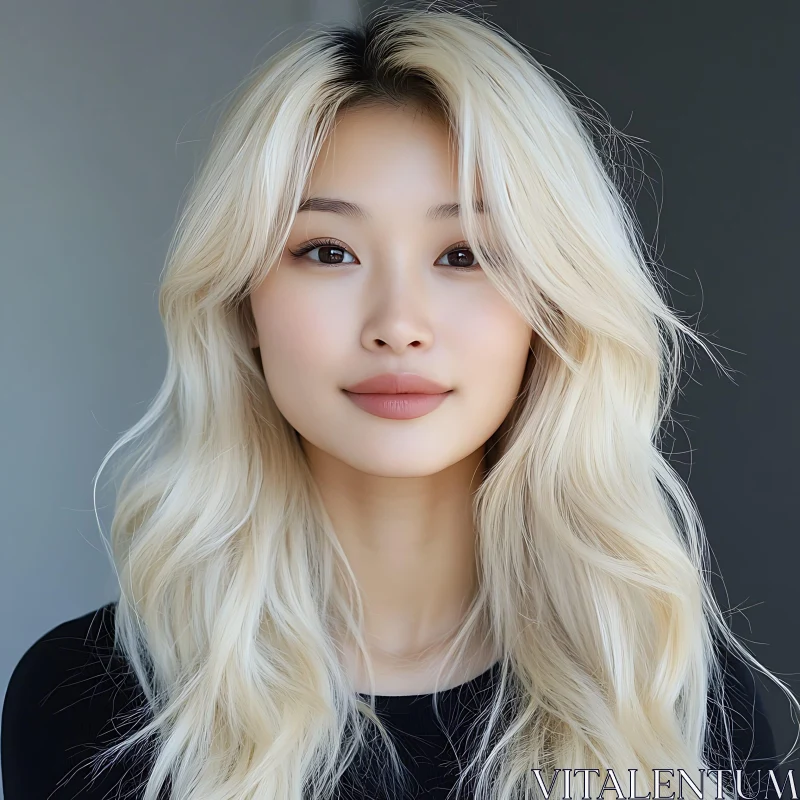 AI ART Smiling Woman Portrait with Blonde Hair