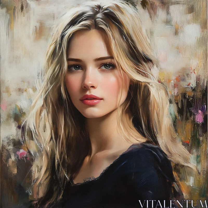 Expressive Blonde Woman Oil Painting AI Image