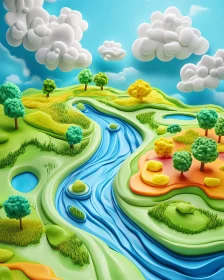 Colorful Whimsical Nature Scene