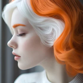 Serene Female Profile with Vibrant Hair