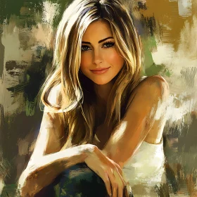 Artistic Painting of a Smiling Blonde Woman